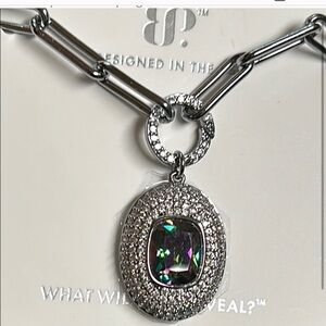 Silver Pendant with Iridescent Stone